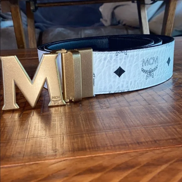 MCM white reversible belt